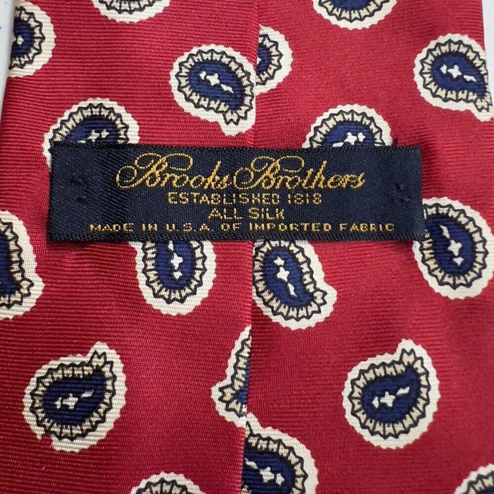 Vintage Brooks Brothers All Silk Red Paisley Tie – Made in USA